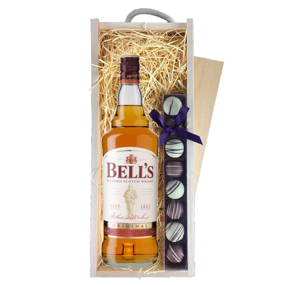 Bells Whisky & Heart Truffles, Wooden Box